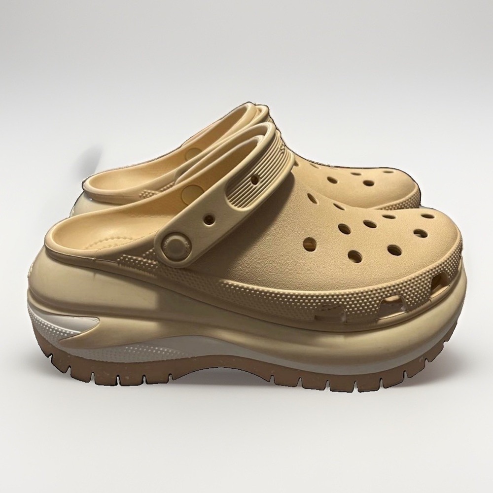 Crocs Womens Mega Crush Clog Shoes Size W9 M7 Bone Platform Slingback Slip On